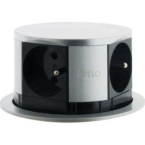 Otio – Bloc multiprise escamotable compact 4 prises 16A – Longueur 1.5m – Inox – Installation facile sur plan de travail