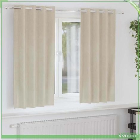 4107179 Rideaux occultants 2 pcs Crème 140 x 175 cm Velours (1/5)