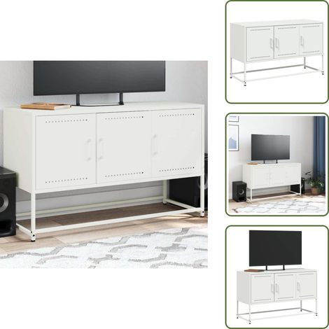 The Living Store Mueble para TV de acero blanco 100,5x39x60,5 cm - Mueble industrial