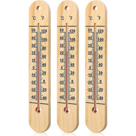 Lot de 3 thermomètres muraux pour intérieur et extérieur, grand format, double échelle, pour terrasse, piscine et maison. (1/5)