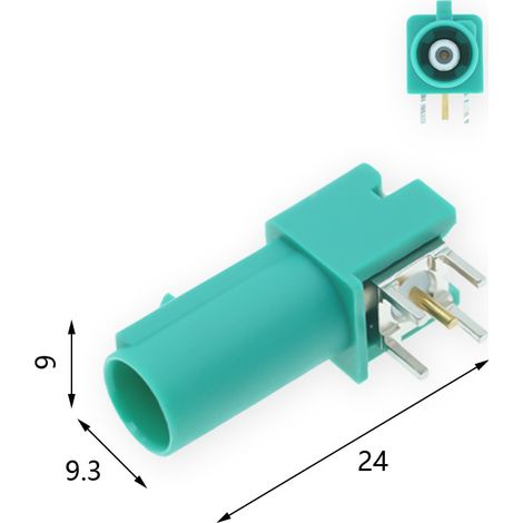 FAKRA SMB-JWE Langkörper-Stecker Typ E, FAKRA SMB-JWE Gebogener Stecker mit Innenstift und Füßen, Kfz-Steckverbinder FAKRA (1/3)