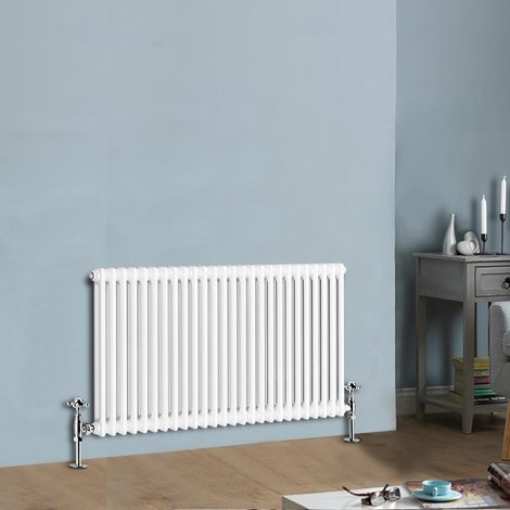 600 x 1190 mm Traditional White Horizontal Cast Iron Radiator Double Column