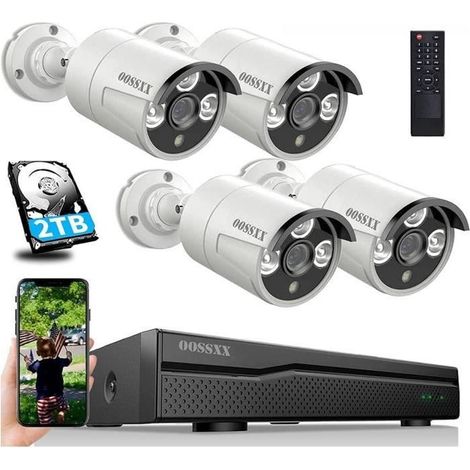Kit système de caméra de sécurité HD sans fil NVR 8CH + 4 4CH caméra IP Ext 960P vision nocturne 80° + 1 HDD 2To (1/4)
