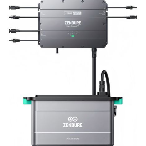 Zendure SolarFlow HUB 2000, Station électrique pour balcon, avec entrée solaire 1800W, Capacité Extensible de 7680Wh, Sortie 1200 W, AB2000L avec capacité 1920Wh