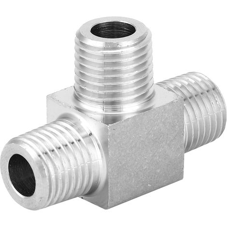 3-Wege-Schlauchverschraubung aus Edelstahl, BSPT-Außengewinde, 1/2"-BSPT-Schlauchanschluss (1/5)