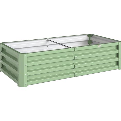 Carré potager rectangulaire - 120 x 60 x 30,5 cm, vert - Tôle d'acier ondulée - Jardinière pour jardin, potager - Design robuste et durable (1/5)