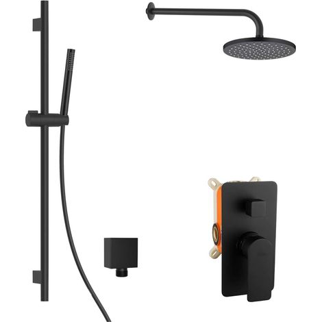 kielle Vega - Duschset mit Unterputzarmatur, für 2 Verbraucher, mit EcoSpare-Zubehör und Körper, mattschwarz 20618SP64 (1/5)
