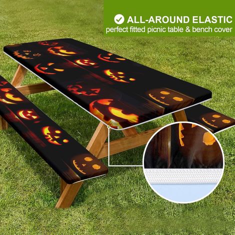 Housse De Table Extérieure - Housse De Banquette - Lot De 3 Pièces Avec Élastique - Imperméable - Pour Pique-Nique Camping Jardin (1/5)
