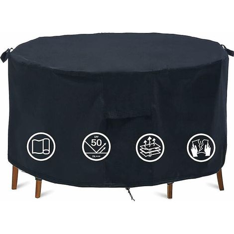 (black 180x90) Waterproof Garden Furniture Cover, Garden Round Table Cover, Garden Round Table Cover, Outdoor Round Table Cover, Patio Cover, Wind