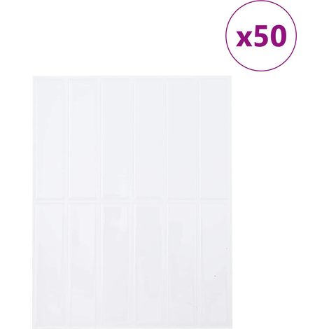 Carrelage adhésif mural rectangulaire cuisine salle de bain brillant blanc lot de 50 pièces (1/5)