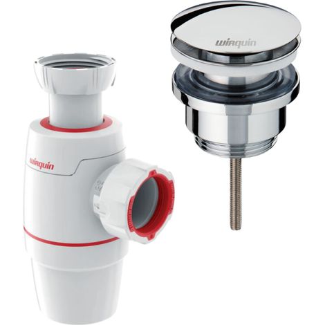 Bonde lavabo universelle vis centrale WIRQUIN Quick clac Laiton/Chromé + Siphon lavabo D32 WIRQUIN Neo