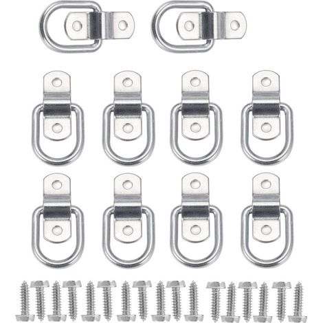 10Pcs D Anneau D'arrimage Anneau d'ancrage de Charge Ancrage de Remorque Anneau D'arrimage Forgé avec 20 Pièces Vis pour Sécuriser la Charge dans Le Camion Remorque (1/5)