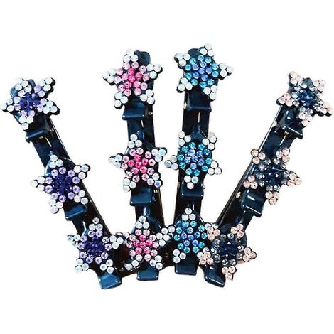 Lot de 4 pinces à cheveux pour fille, décorées de cerises brillantes, double couche, pour tresses et franges latérales.-C (1/5)