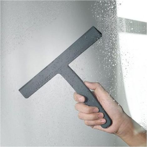 Raclette De Douche - Acier Inoxydable Revêtu Silicone - Pour Salle De Bain Et Fenêtre - Gris - 1 Pièce (1/4)