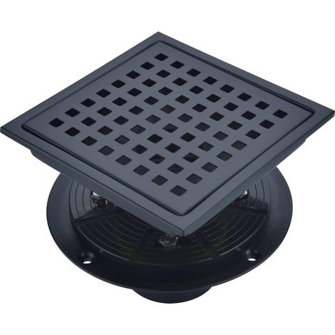 BEBUSINGOTO Caniveau de douche carré de 15,2 cm (150 mm), en acier inoxydable 304, avec kit de bride de vidange, noir mat (1/5)