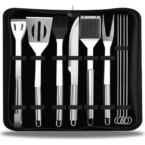11Pcs Ensemble Ustensiles Barbecue en Acier Inoxydable Professionnel - Kit d'Accessoires Grill Barbecue Pratiques avec Sac Portable - Set Barbecue Outils pour Camping d’Extérieur et Pique-Nique (1/5)