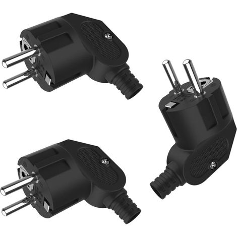 (Ensemble noir de 3 pièces) Prise standard européenne avec connecteur mâle remplaçable, 250 V 16 A (1/5)