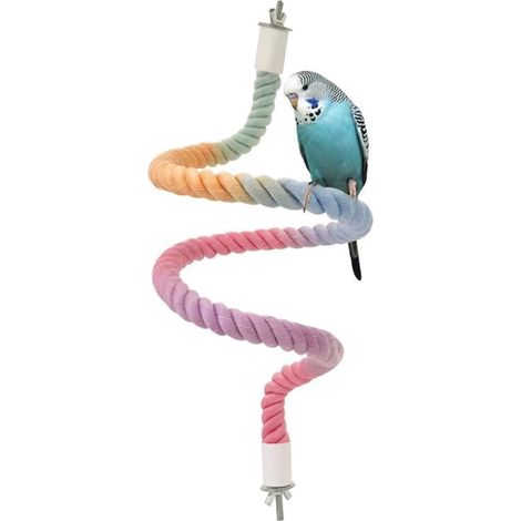 Trespolo in corda per uccelli, corda da arrampicata pieghevole da 80 cm per parrocchetti, giocattolo sfumato colorato, per uccelli di piccole e medie dimensioni