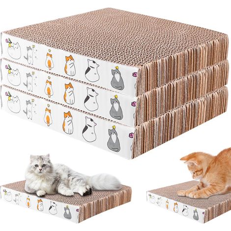 Lot de 3 griffoirs pour chat - 21 x 21 x 3,3 cm - En carton ondulé - Robuste - Carton à gratter double face pour chat - Pour l'entretien des griffes (1/5)