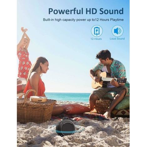 Enceinte Bluetooth étanche d'extérieur avec caisson de basses et microphone intégré pour le sport, la piscine, la plage(noire) (1/4)