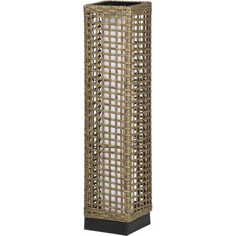 Outsunny Lampada Solare da Giardino 15.5x15.5x69 cm Nero e Marrone