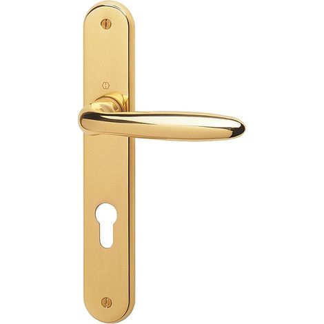 Ensemble de béquille Vérona (plaque étroite) - HOPPE AG - Laiton poli Resista® - Saillie normale - Pour porte 48 à 58 mmCarré de 7 mm - EA 70 mm (1/2)
