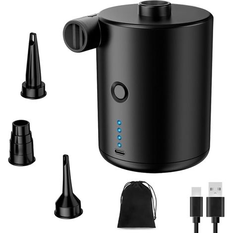 Pompa ad aria elettrica, ricaricabile, 2400 mAh, per gonfiaggio, batteria, materasso ad aria, gonfiaggio e sgonfiaggio 3 in 1, mini pompa elettrica (1/5)