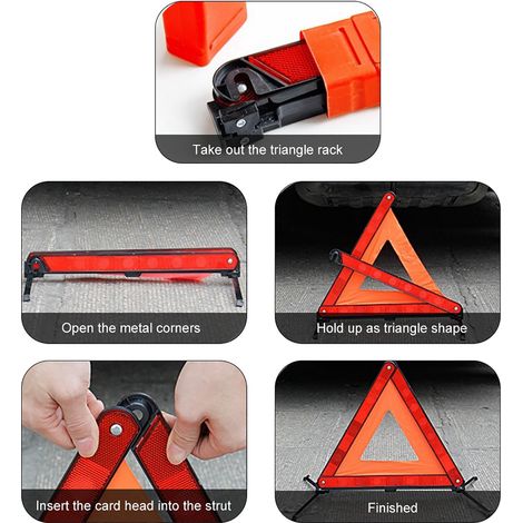 Triángulo de advertencia retrorreflectante - Señal de advertencia para vehículos de emergencia (43x39cm)