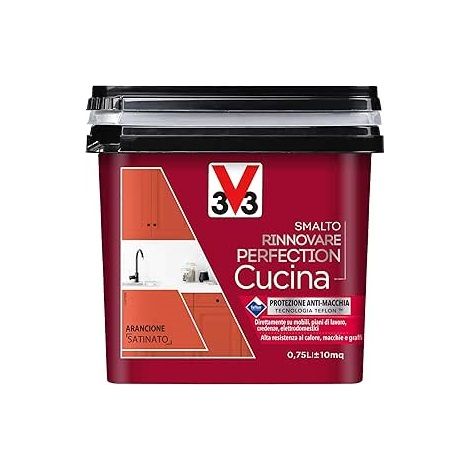 V33 Smalto Rinnovare Perfection Cucina Muri Piastrelle Mobili Metallo Satinato - Colore: Arancione Satinato