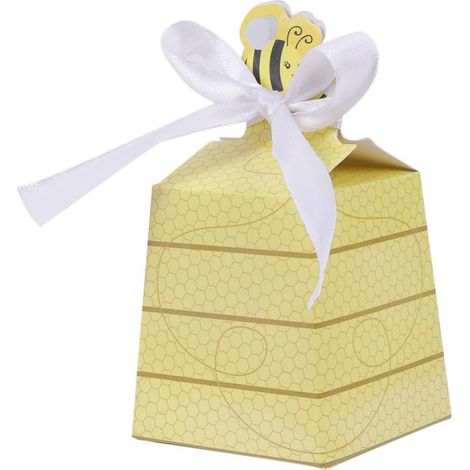 Boîte à Dragées en Papier Style Ruche Nœud, Lot de 50 (1/5)
