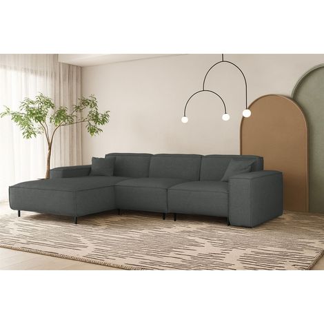 Ecksofa Designersofa GLORIA in Stoff Artico Anthrazit Ottomane Links