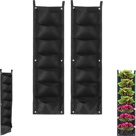 2 poches verticales pour pots de fleurs d'intérieur et d'extérieur, 100 x 30 cm (1/5)