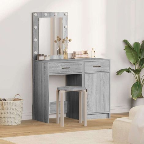 Schminktisch mit Tür 2 pcs Grau 50 x 41 x 135 cm Holzwerkstoff