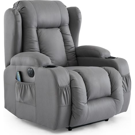 CAESAR GREY TECHNOLOGY FABRIC ELECTRIC RECLINER HEAT & MASSAGE CHAIR