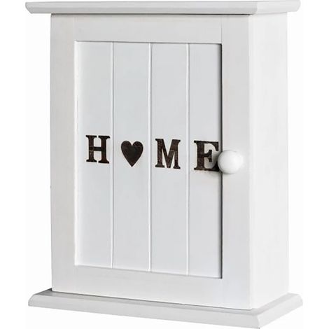 Boîte à clés / étagère à clés en MDF laqué blanc - Longueur 26 x Hauteur 32 x Profondeur 12 cm -PEGANE- (1/5)