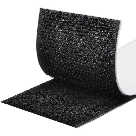 Scratch Autocollant Double Face, Rubans Adhésifs, Bande Agrippantes Adhésives, Hook Loop Bande pour Tous Les Types D'installations Cadre Photo (Noir, 50 mm x 5 m) (1/5)
