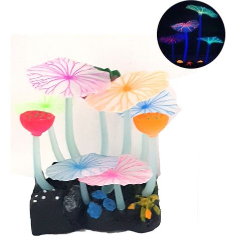 Decorazione Pianta Funghi Acquario Fiori Di Loto Fungo Fluorescente Pesci