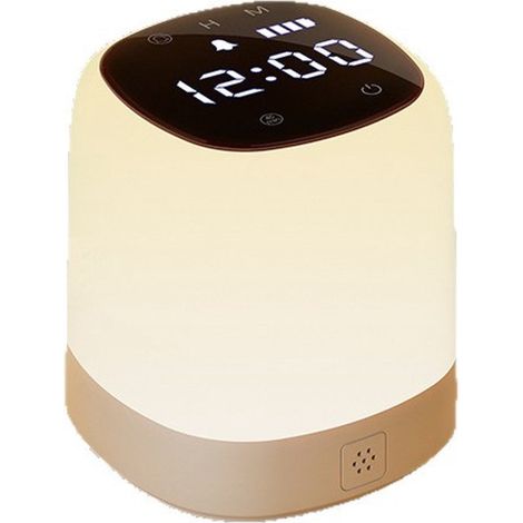 Reloj de noche con luz, para dormitorio, multifuncional, con control remoto, para dormir, luz nocturna recargable, lámpara de mesita de noche (1/5)