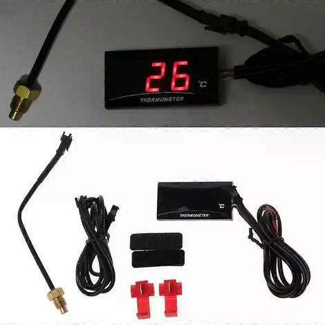 KOSO Mini-Wassertemperaturmesser für Motorräder, LCD-Digitalanzeige, universeller Sensor, Thermometer, Temperaturanzeige für Roller und Rennwagen, D7YA-JXLGV (1/4)