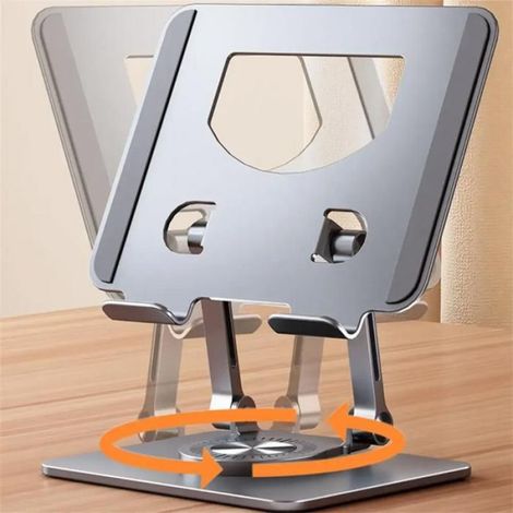Support de Tablette - Alliage d'Aluminium - Rotation 360° - Réglable en Hauteur 2 à 17 cm - Compatible 4,7 à 12 Pouces - 1 Pièce (1/4)