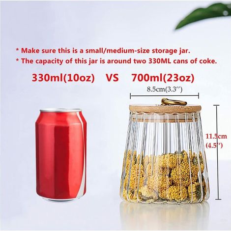 Noix de café en verre Bocal de rangement hermétique Pétale Récipient décoratif avec couvercle en bambou Poignée en métal facile à saisir 700 ml (23 oz) MOONSTARS (1/4)