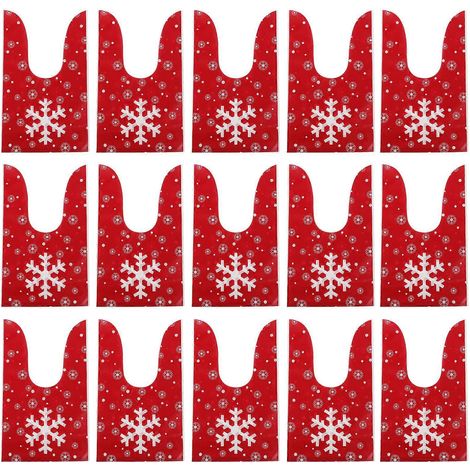 50 sachets cadeaux de Noël pour bonbons, nougat et autres gourmandises (motif flocon de neige)-23x4x0.1cm-Red (1/3)
