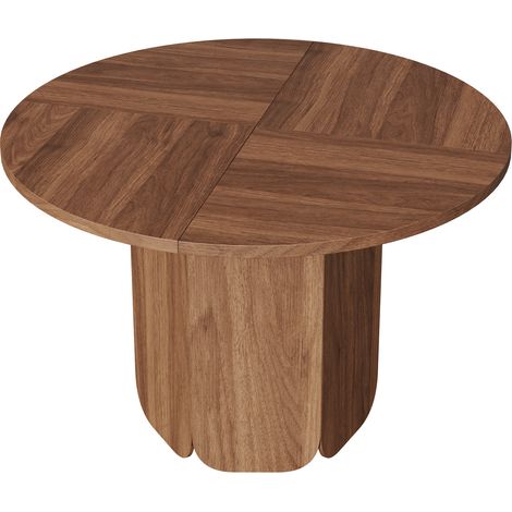 Table à manger ronde en MDF 120 x 120 cm - style scandinave minimaliste couleur noyer (1/5)