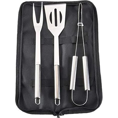 Ensemble d'ustensiles de barbecue, kit d'outils pour grillades, ensemble d'accessoires de cuisine haut de gamme en acier inoxydable extra épais, comprenant 3 ustensiles en acier inoxydable. (1/5)