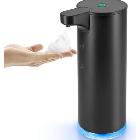 Distributeur savon automatique 280ml inox noir USB rechargeable IPX7 (1/4)
