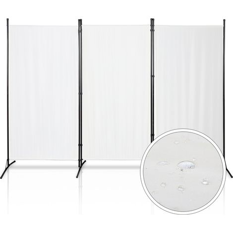 SWANEW Schermo pieghevole su supporto Divisorio per ambienti Schermo per giardino Divisorio 3 Pannelli 260x180cm Beige (1/5)
