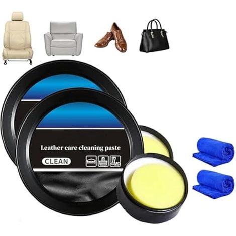 Lot de 2 crèmes de nettoyage et de nettoyage pour le cuir - Crème de nettoyage intérieure pour cuir automobile - Pâte de nettoyage pour cuir de voiture (1/5)