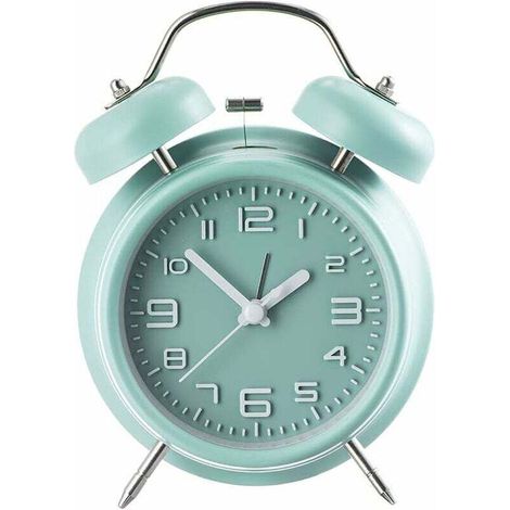 MUMU Non-ticking Analog Alarm Clock, Battery Powered, Bedroom Use, Portable Alarm Clock, Travel Alarm Clock, Kids Alarm Clock (Green) (1/4)