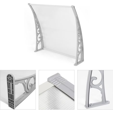 Aqrau Auvent de porte marquise d'accueil polycarbonate 100200 cm