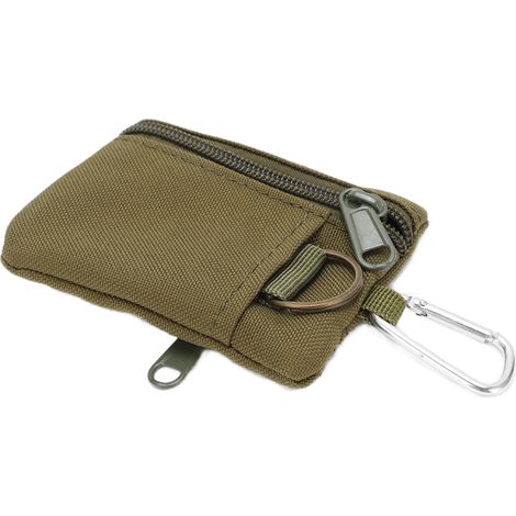 Pochette EDC extérieure Molle, mini-portefeuille portable pour clés et cartes, porte-monnaie avec mousqueton vert (1/5)